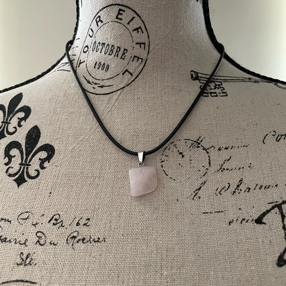 Genuine Rose Quartz Necklace - Picture 3 of 6